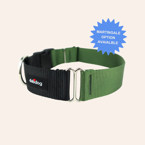 Dubdog DUO Black & Olive Dog Collar | Quick Release Dog Collar