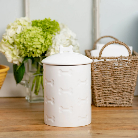 Ceramic Dog Treat Jar | Manor White
