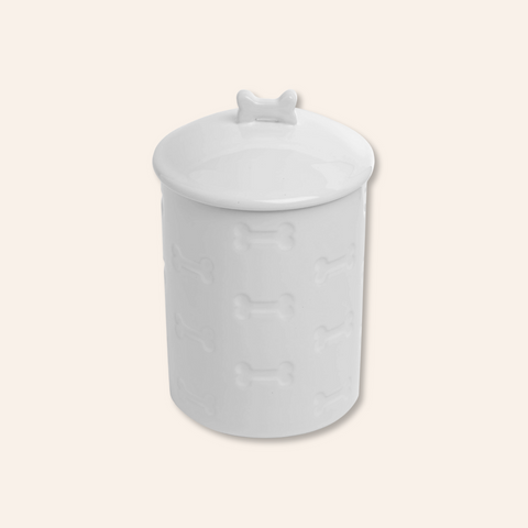 Ceramic Dog Treat Jar | Manor White