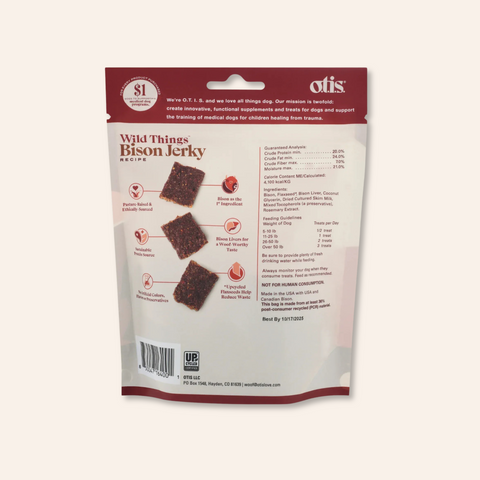OTIS Wild Things Jerky Dog Treats | Bison 4oz