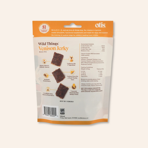 OTIS Wild Things Jerky Dog Treats | Venison 4oz