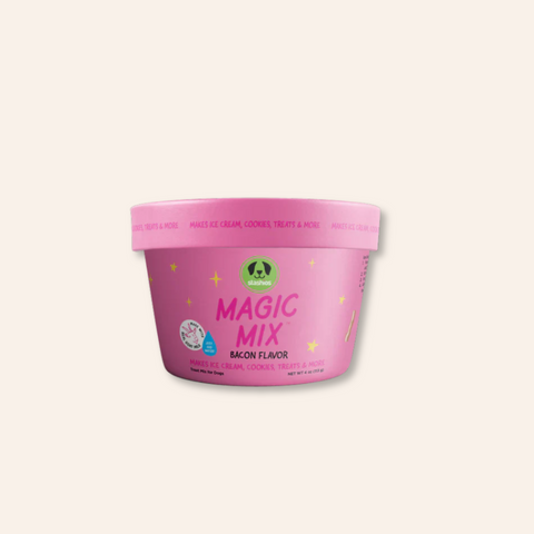 Pink container of Magic Mix ice cream on a white background