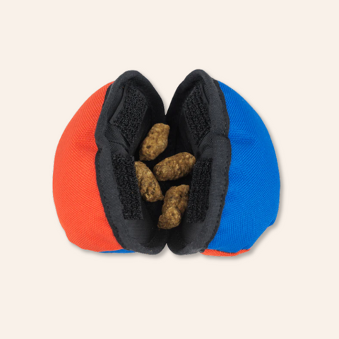 The Clam Treat Toy: Orange & Blue