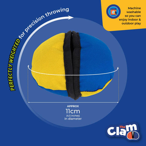 The Clam Treat Toy: Blue & Yellow