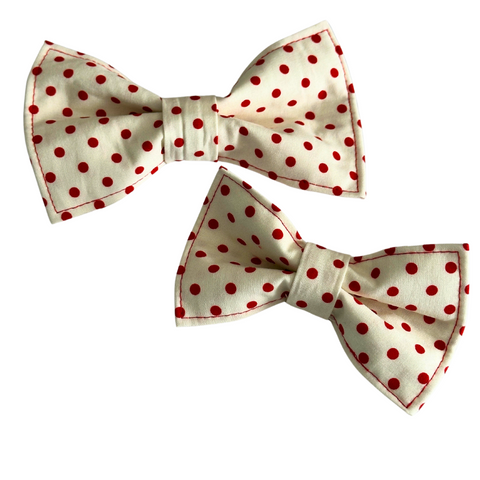 Handmade White Polka Dot Bow