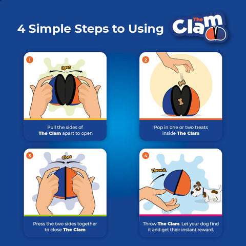 The Clam Treat Toy: Orange & Blue
