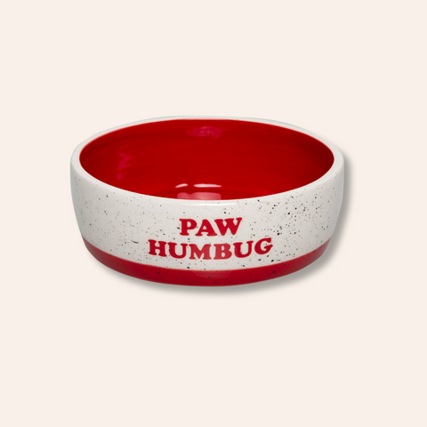 "Paw Humbug" Holiday Ceramic Dog Bowl