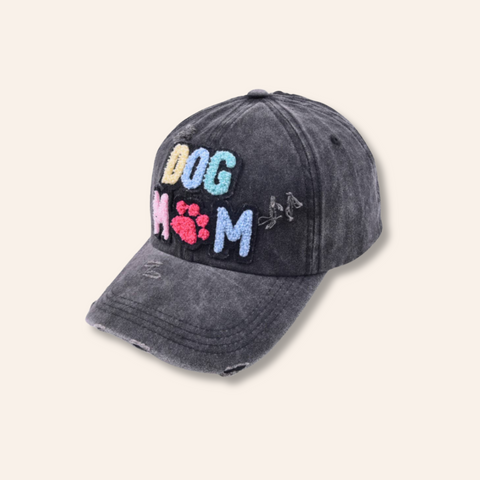 Dog Mom Distressed Baseball Hat