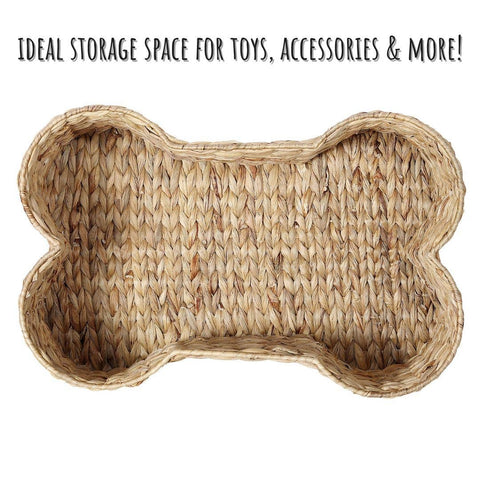Loxley Pet Storage Basket | Woven Bone Shaped Toy Basket
