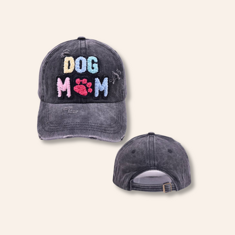 Dog Mom Distressed Baseball Hat