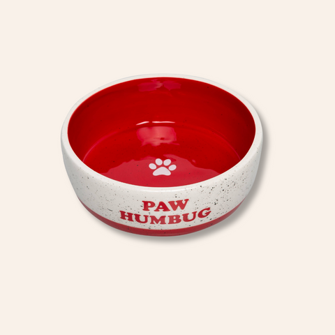 "Paw Humbug" Holiday Ceramic Dog Bowl