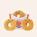 Three plush onion rings with a 'Onion King' logo on a white background