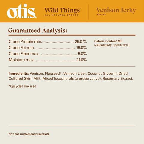 OTIS Wild Things Jerky Dog Treats | Venison 4oz