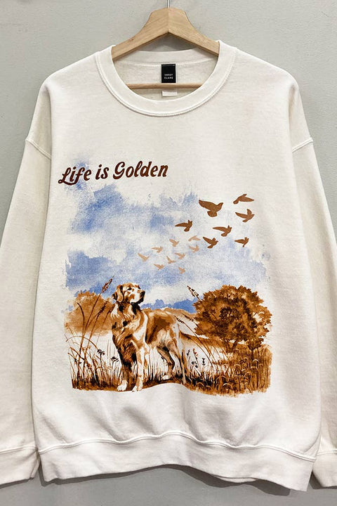 Life is Golden Vintage Print Graphic Sweatshirt