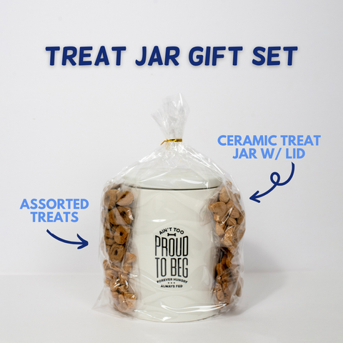 Ain't Too Proud To Beg Ceramic Treat Jar Gift Set