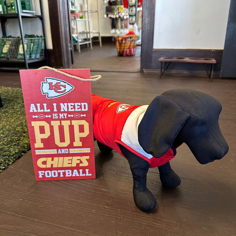 Kansas City Chiefs All I Need Is My Pup & Football Wooden Sign