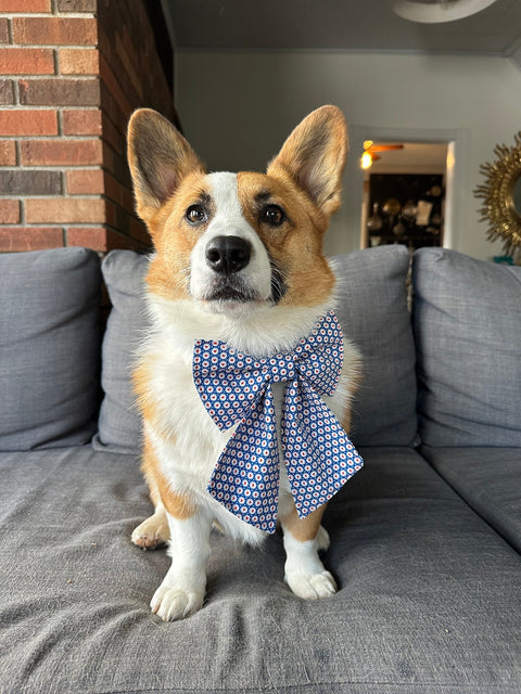 Handmade Blue Hearts Bow