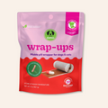 Package of 'wrap-ups' pill wrapper for pets on a light gray background