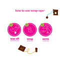 Instructions on how to use wrap-ups with illustrations and text on a white background