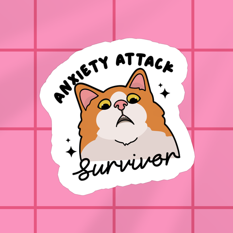 Anxiety Attack Survivor Cat Sticker
