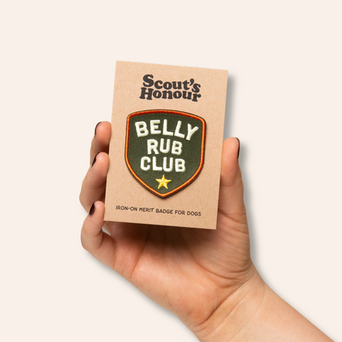 Belly Rub Club iron-on patch for dogs