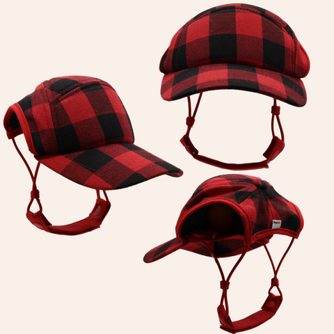 Red Plaid Camper Hat for Dogs