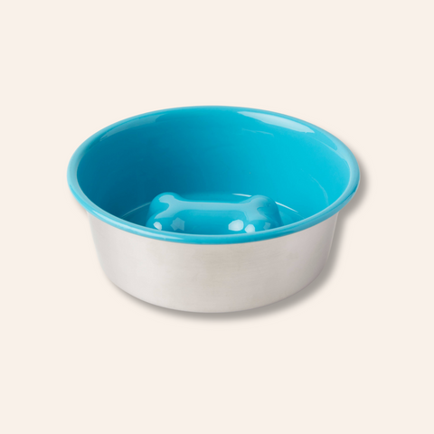 Bone Slow Feeder Bowl - Blue