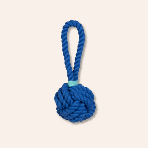 5" Blue Knot with Aqua Tie Rope Toy