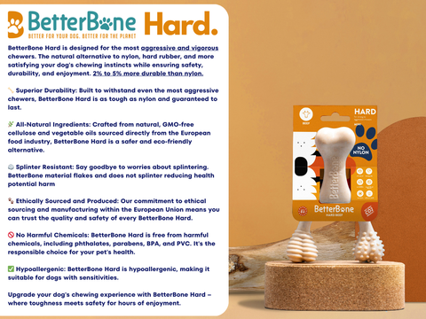 BetterBone HARD | Natural Nylon & Rawhide Alternative Chew Bone