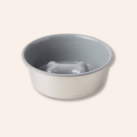 Bone Slow Feeder Bowl - Grey