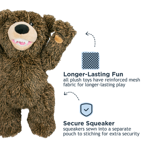 Grizzly Bear Plush Dog Toy