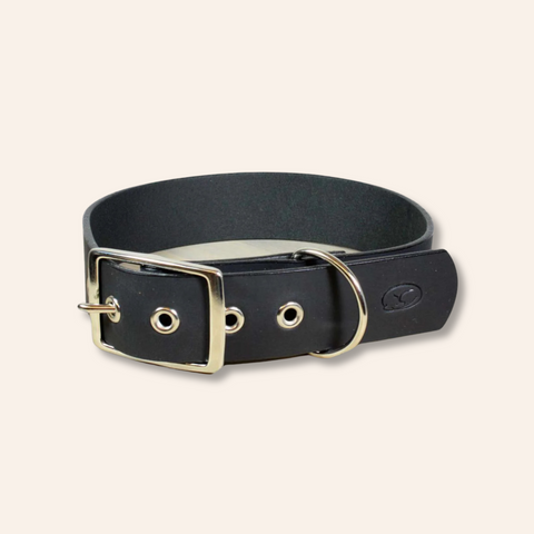 Black Leather Dog Collar - 1.5"