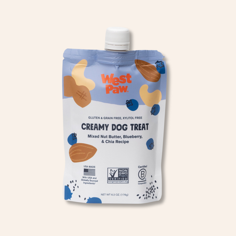 West Paw Creamy Dog Treats - Nut Butter, Blueberry, Chia Seed