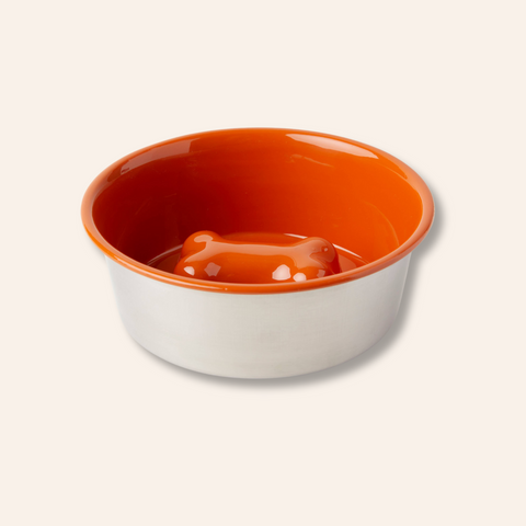 Bone Slow Feeder Bowl - Orange