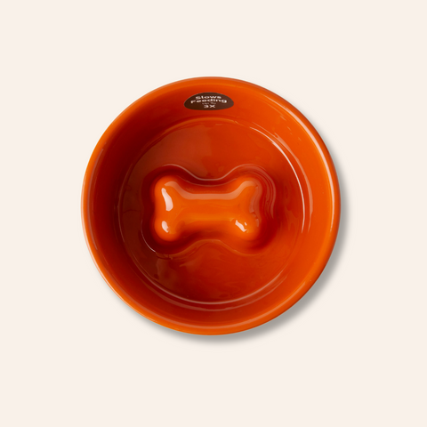 Bone Slow Feeder Bowl - Orange