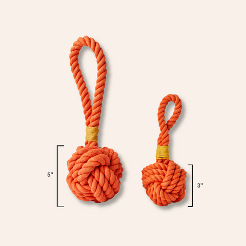 3" Orange Celtic Knot Tie Rope Toy