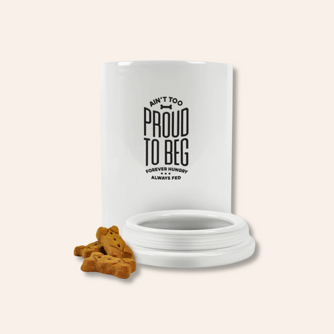 Ain't Too Proud To Beg Ceramic Treat Jar Gift Set