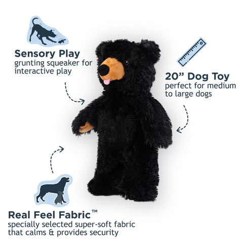 Black Bear Stuffless Dog Toy