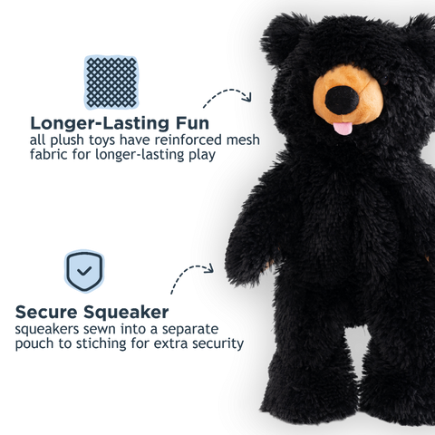 Black Bear Stuffless Dog Toy